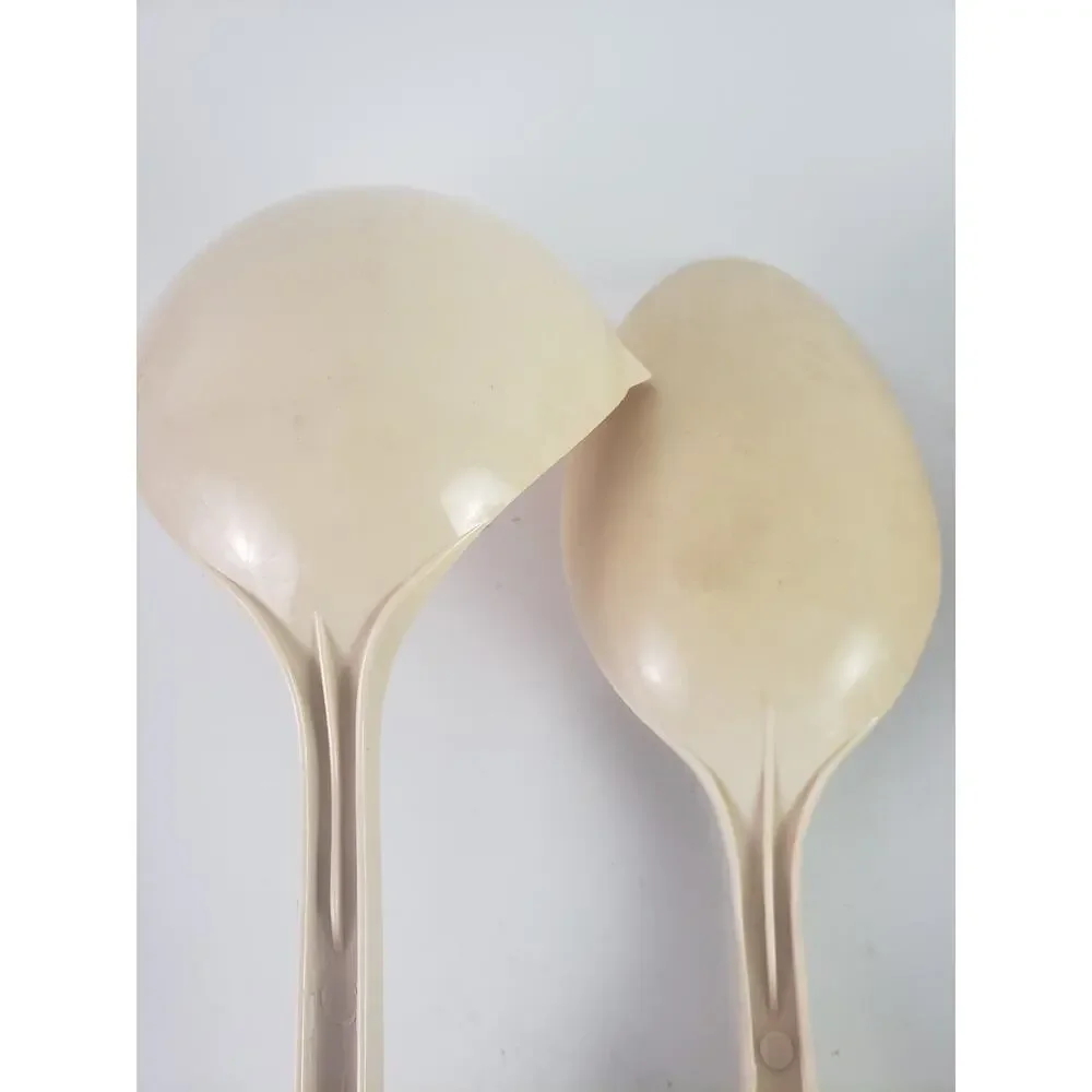 Vintage Ekco Dark Almond Cream Plastic Cooking Serving Spoons Set of 4 USA